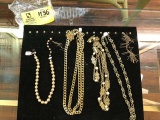 Group of Vintage Fashion Necklaces (includes Metal and Pearl Like Necklaces)
