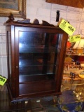 Hanging Vintage Wood and Glass Cabinet; 18