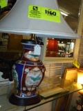 Decorative Hand Painted Oriental Designed Porcelain Lamp, 19