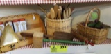 Group of Wooden Items; includes Wood Spice Rack, Wood Kitchen Utensils (Forks, Spoons, Rolling Pin),