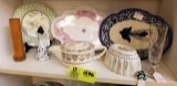 Group of Decorative Platters, Plates, Covered Tea Pot, and Glass Mold