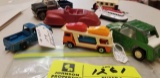Group of Toys; includes Boat, Rubber Car, Metal Jeep, Metal Tonka Truck, Car Carrier, Dump Truck, Tr
