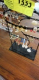 Black Metal Jewelry Stand filled with Fashion Earrings, various sizes and designs; 15+ Earring Sets