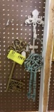 Group of Metal Wall Hanging Decorative Keys; 17