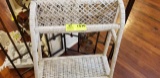 Vintage White Wicker Towel Stand, 29