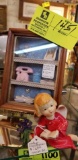 Shadowbox filled with Dollhouse Items and a Vintage Angel Figurine