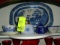 Group of Decorative Items; includes Blue and White Glass Container with Silver Plate Cover