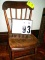 Small Wooden Straight Chair with Carved Bottom and Spindle Back, 30