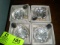 Four Silver Colored Tastevins with Medallions for Georges Duboeuf Wine, new in original boxes