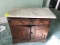 Antique Wood Wash Stand with Marble Top, 32x17x30, One Drawer and Two Door Two Shelved Cabinet