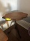Wooden Lamp Table with Scalloped Top and Three Footed Base, 24x16x25
