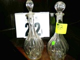 Pair of Glass Decanters with Glass Stoppers, 12.5
