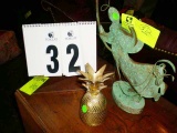 Brass Pineapple Shaped and Designed Candle Holder and a Copper Angel Designed Candle Holder