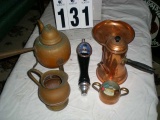 Vintage Copper Tea Pots, Vintage Copper Footed Bowl, Small Copper Pitcher