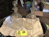 Pair of Matching Clover Designed Decanters, 12