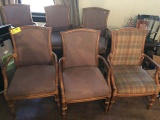 Six Matching Bamboo Arm Chairs, Upholstered Seats and  Backs, 36