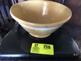 Pottery Style Mixing Bowl, Tan and White, 11.5