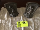 Pair of Metal Book Ends with Golfer Design, Heavy, 6.5