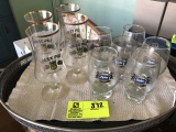 Miscellaneous Drinking Glasses; includes Four Short Stemmed Beer Glasses, 7.5