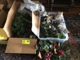 Large Group of Holiday Decorations (Garland, Ribbons, Floral)