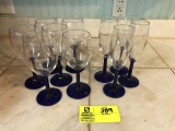 Box Lot of Wine Glasses and Flutes (all with black stems)