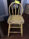 Wooden Spindle Back High Stool, Painted Yellow, 34