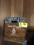 Wooden Wine Box with Handles, Dove Tailed, Marked Pedro Domecq, 15x11.5x13