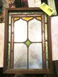 Wood Framed Stained Glass Decorative Wall Art Hanging, 17.5