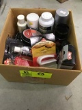 Box Lot of Shoe Care Products; includes Polish, Cleaner, Brushes, Leather Restorer, etc