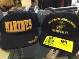 Semper Fi Black Cap with Yellow Gold Lettering and Marines Black Cap with Yellow Gold Lettering