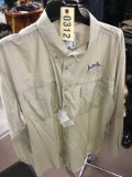 Guy Harvey XL Gray Plaid Tech Shirt, Button Front with Pockets