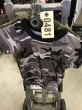 Two Rothco Kids Size XS Short Sleeve Camo Tee Shirts, Black/Gray Camo and Green Camo