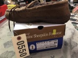 Old Friend Genuine Sheepskin Footwear, Style 481169, Suede/Fleece, Size 9M, Dark Brown