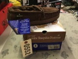 Old Friend Genuine Sheepskin Footwear, Style 481169, Suede/Fleece, Size 11, Dark Brown