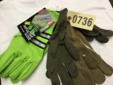 Three Pair of Light Weight Gloves; includes Pair of 3M Reflective Gloves