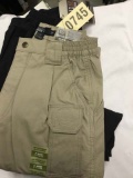 Two Pair of 5.11 Tactical Seris Pants, Size 30x34, Tan and Black