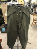 Rain Wear Pants, Size XL Regular, 100% Nylon, Tie String Waist, Green