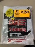 Three Duke Deluxe Crew Neck Short Sleeve Tee Shirts, 50/50 Cotton/Poly Blend, Size Medium (Chest 38-