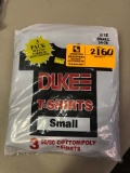 Three Duke Deluxe Crew Neck Short Sleeve Tee Shirts, 50/50 Cotton/Poly Blend, Size Small (Chest 34-3