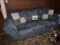Sofa, 3 pillow w/blue/gray microfiber upholstering, 88