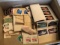 Large Group of Assorted Vintage Stamps in Vintage Floral Gift Box, Vintage Wooden Presentation Box (