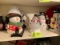 Large group of snowman figurines and other holiday decorating items; Noel canister