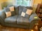 Love seat, 2-cushion, blue micro-fiber upholstering, 67