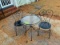 Black Metal Patio Set; includes Table and Two Chairs, Heart Shaped Chair Backs