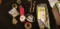 Fashion Jewelry--large group of holiday coat pins, necklaces and watch; reds and greens, Christmas t
