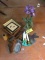 Group of small frames, antique twine, cobbler's last, article flower, etc.