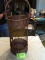 Two Tier Brown Wicker Wine Bottle and Wine Glasses Basket, 11