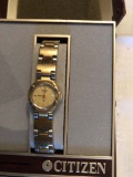 Vintage Ladies' Silver and Gold Citizen Watch in Case