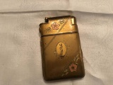 Antique Ladies' Table Lighter, Gold and Enamel Decorated, Engraved 