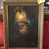 Ornate Gold Framed Oil on Canvas Painting of Conquistador (24.5x32.5) and Wooden Shadow Framed Thai